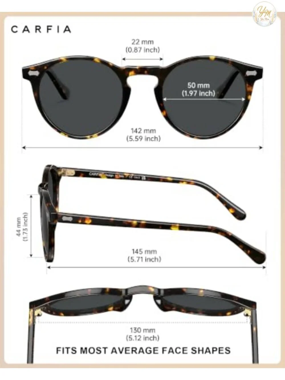 Retro Polarized Sunglasses UV400 Protection Acetate Frame with Case